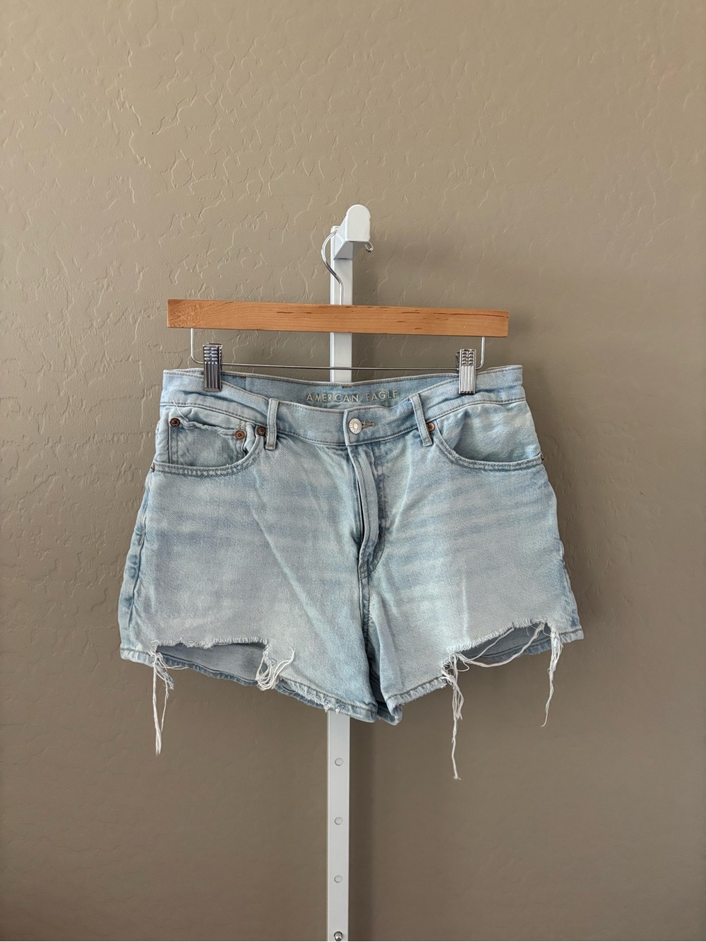 American Eagle Outfitters Light Blue Denim Cutoff Shorts with Fray